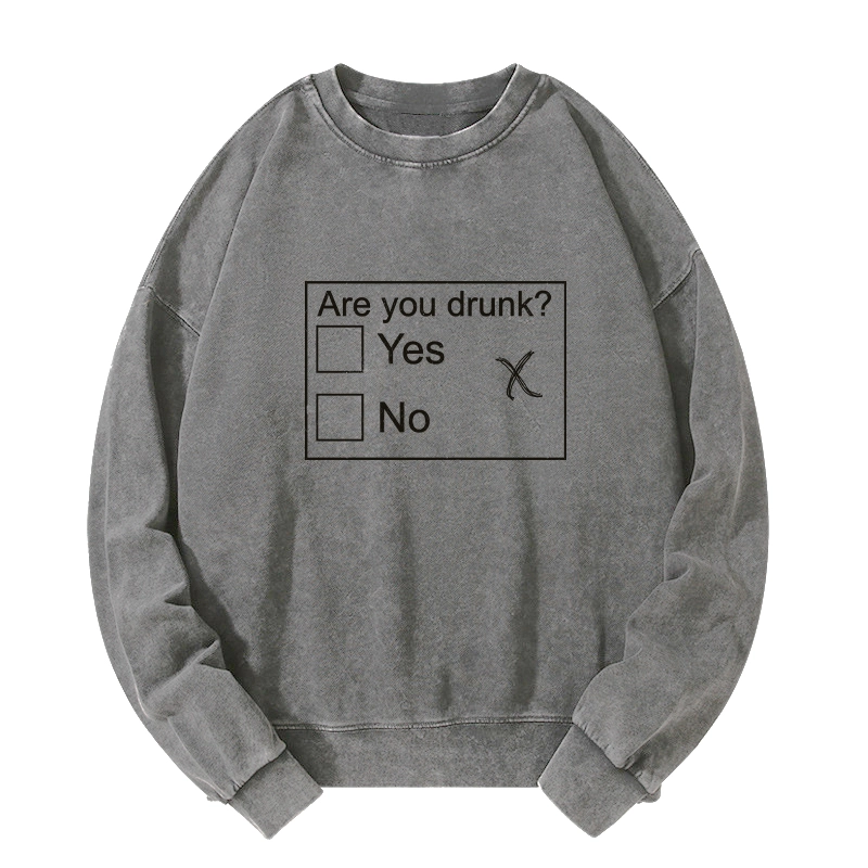 Tokyo-Tiger Confused Drunk Checkbox Graphic Washed Sweatshirt