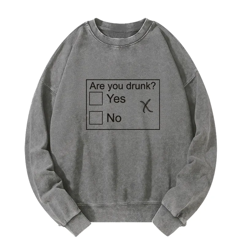 Tokyo-Tiger Confused Drunk Checkbox Graphic Washed Sweatshirt