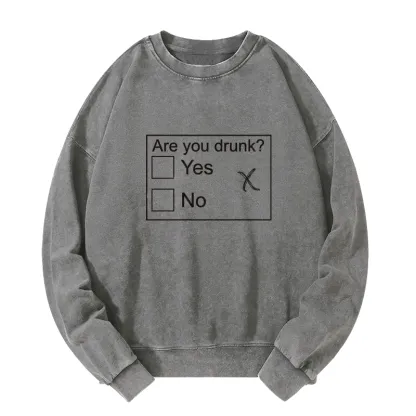 Tokyo-Tiger Confused Drunk Checkbox Graphic Washed Sweatshirt