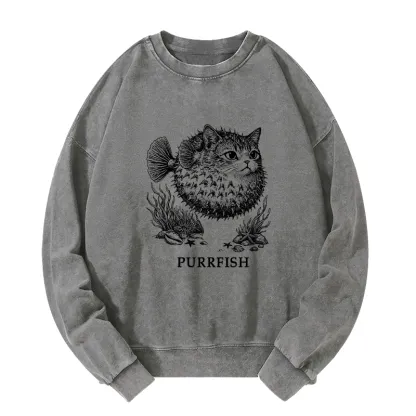 Tokyo-Tiger Spiky Puffer With Cute Cat Head Washed Sweatshirt