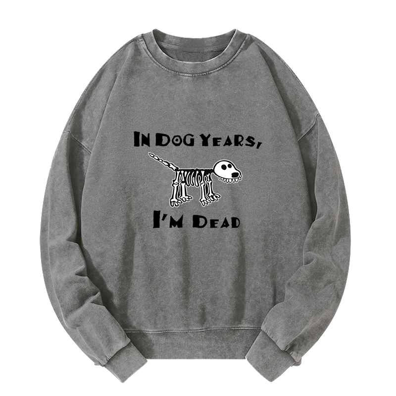 Tokyo-Tiger Funny Meme Old Dog Dead In Dog Years Vibe Washed Sweatshirt