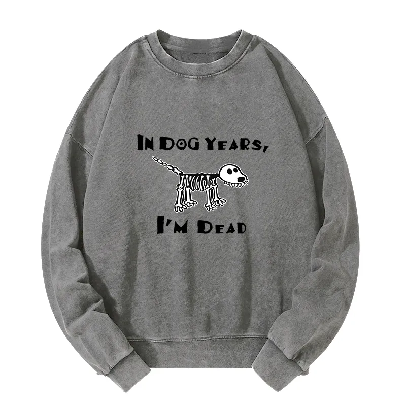 Tokyo-Tiger Funny Meme Old Dog Dead In Dog Years Vibe Washed Sweatshirt