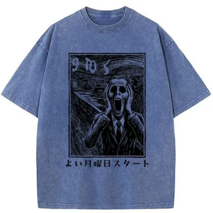 Tokyo-Tiger Office Worker The Scream Washed T-Shirt