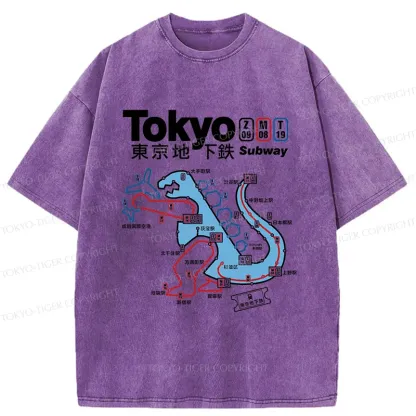 Tokyo-Tiger Tokyo Subway Map Washed T-Shirt