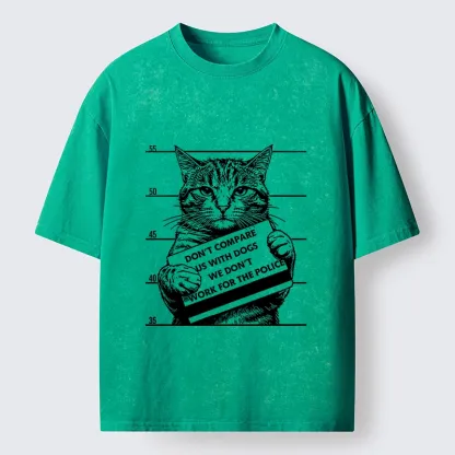 Tokyo-Tiger Funny Cat Vs Dog Joke Washed T-Shirt