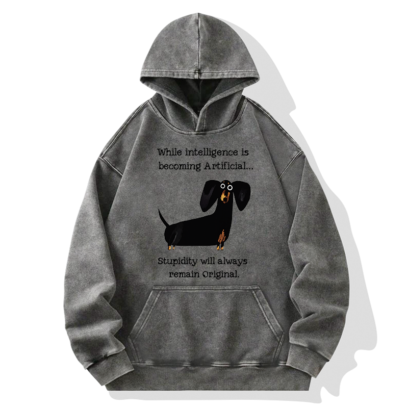 Tokyo-Tiger Dachshund Real Humor Funny Meme Washed Hoodie