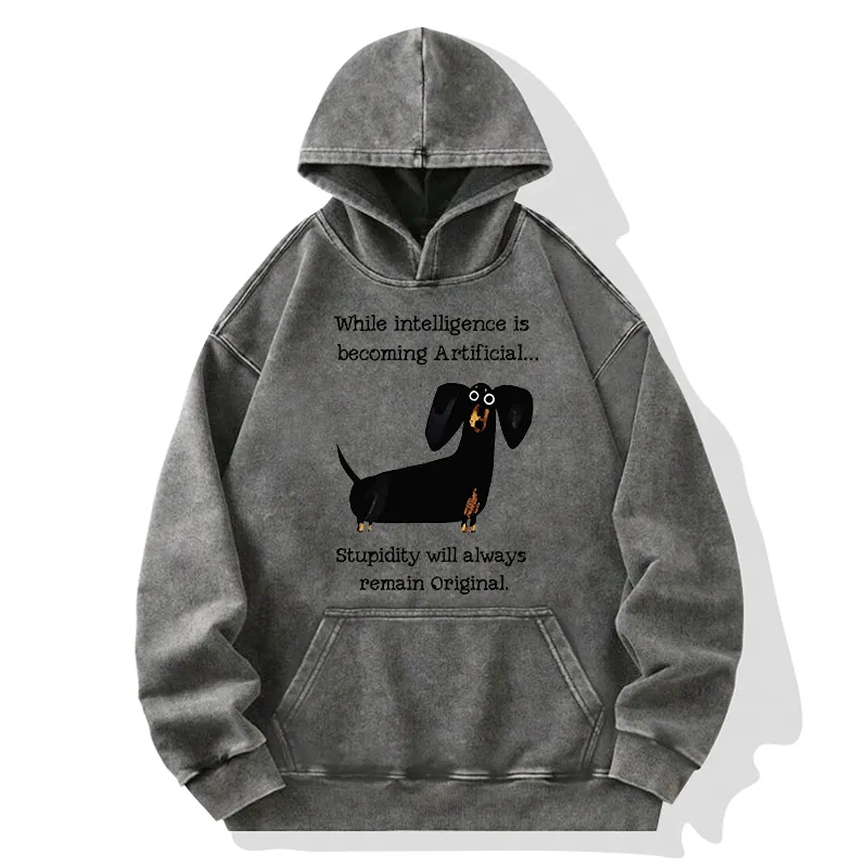 Tokyo-Tiger Dachshund Real Humor Funny Meme Washed Hoodie