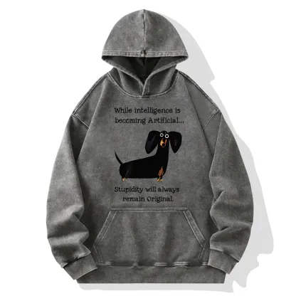Tokyo-Tiger Dachshund Real Humor Funny Meme Washed Hoodie