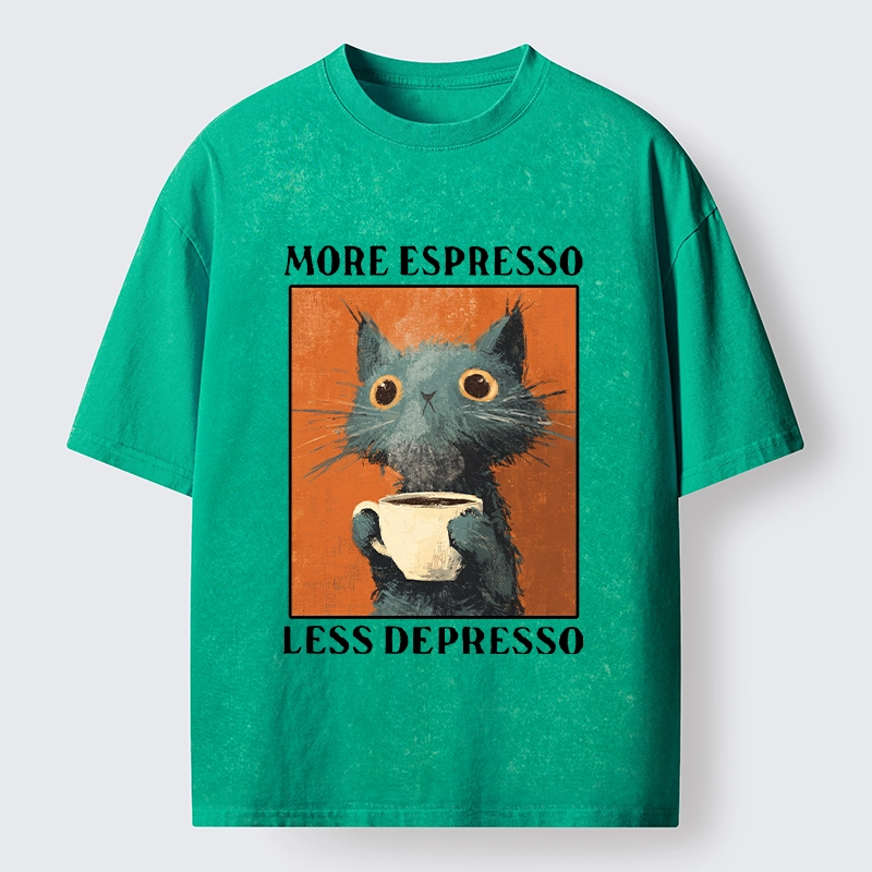 Tokyo‑Tiger Coffee Mood Cat Washed T‑Shirt