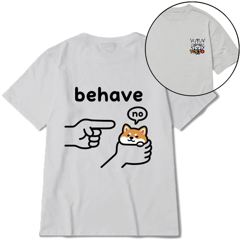 Tokyo-Tiger Funny Shiba Refusing To Behave Front Back Classic T-Shirt