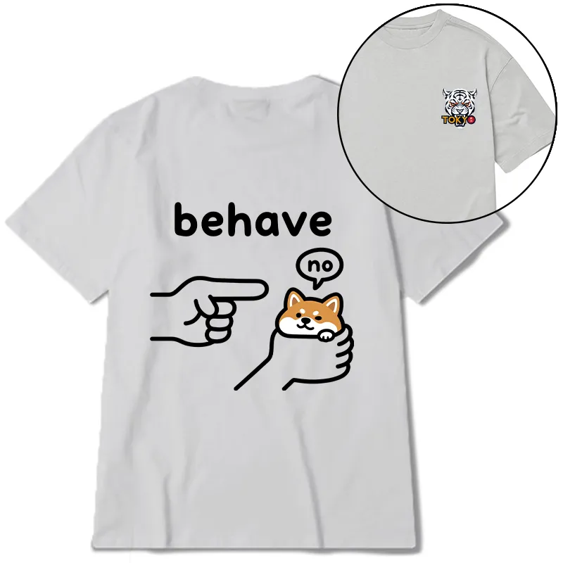 Tokyo-Tiger Funny Shiba Refusing To Behave Front Back Classic T-Shirt