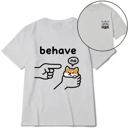 Tokyo-Tiger Funny Shiba Refusing To Behave Front Back Classic T-Shirt