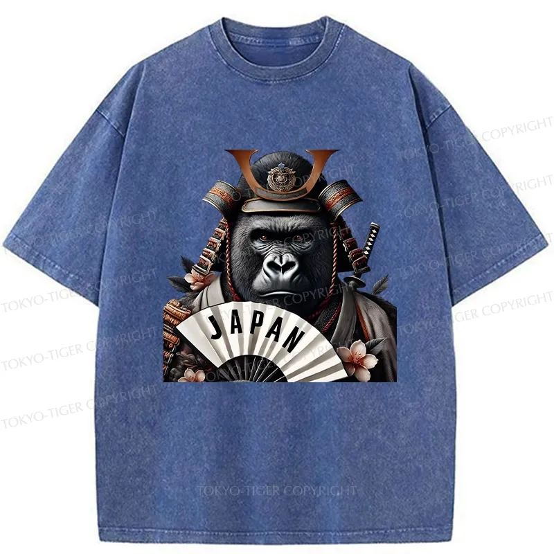 Tokyo-Tiger Japanese Samurai Gorilla Washed T-Shirt