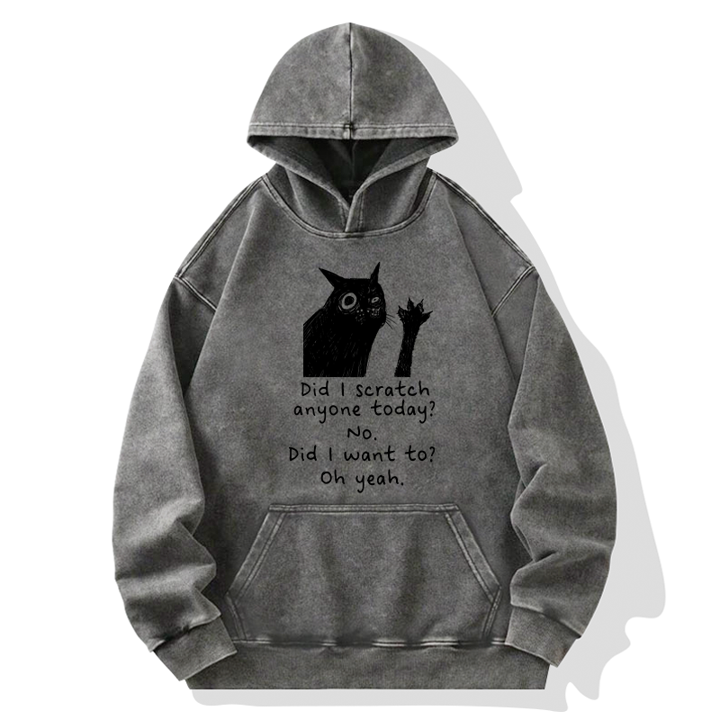 Tokyo-Tiger Black Cat Scratches People Washed Hoodie