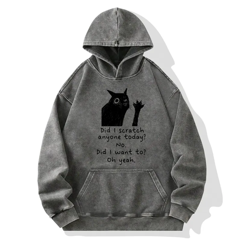 Tokyo-Tiger Black Cat Scratches People Washed Hoodie