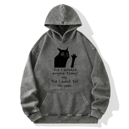 Tokyo-Tiger Black Cat Scratches People Washed Hoodie
