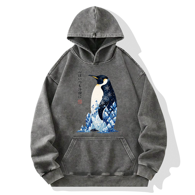 Tokyo-Tiger Keep Calm Penguin Washed Hoodie