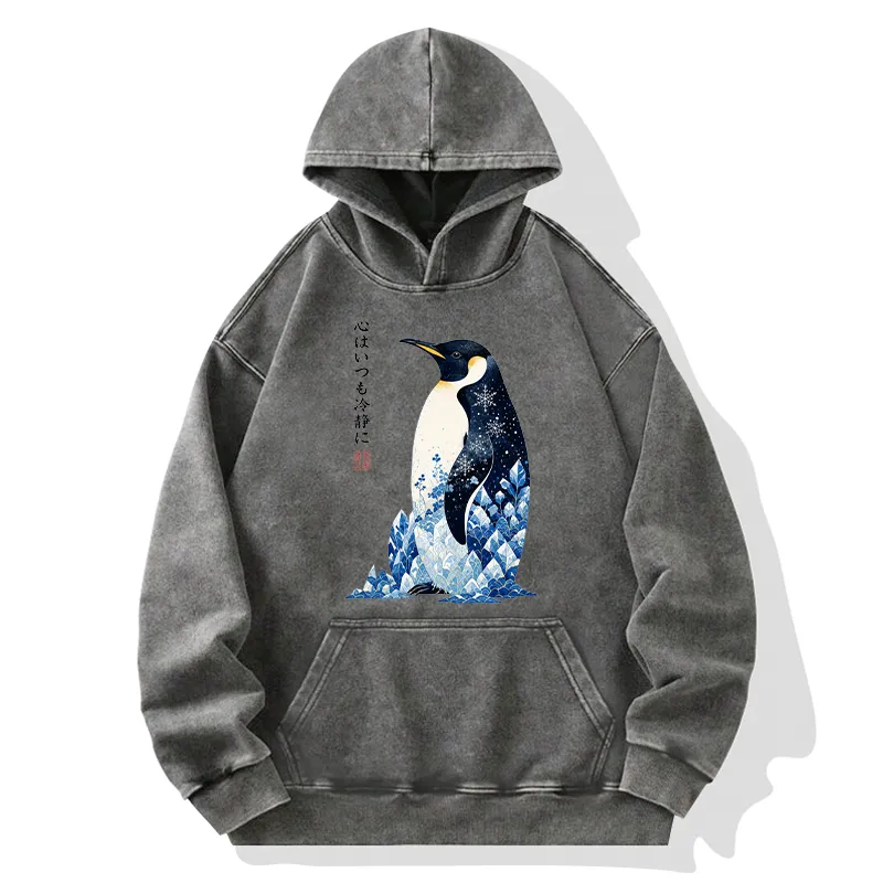 Tokyo-Tiger Keep Calm Penguin Washed Hoodie