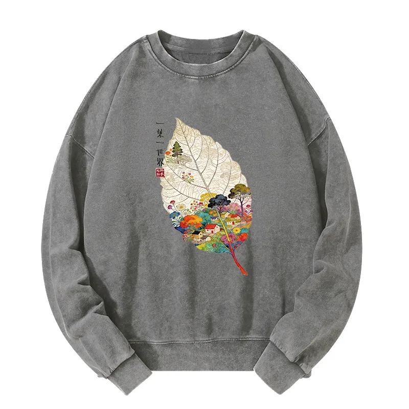 Tokyo-Tiger One Leaf Holds A Tiny Colorful World Washed Sweatshirt Sale