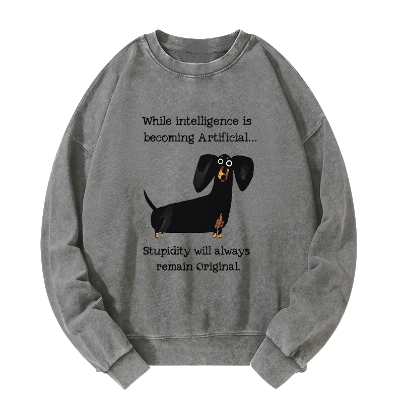 Tokyo-Tiger Dachshund Real Humor Funny Meme Washed Sweatshirt