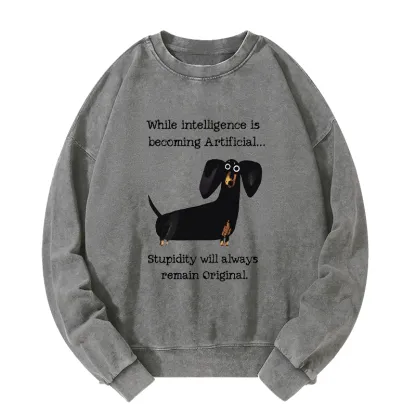 Tokyo-Tiger Dachshund Real Humor Funny Meme Washed Sweatshirt