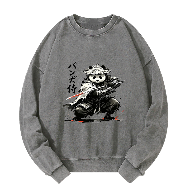 Tokyo-Tiger Panda Samurai Warrior Washed Sweatshirt