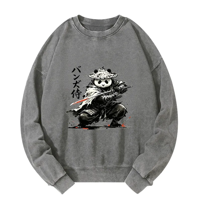 Tokyo-Tiger Panda Samurai Warrior Washed Sweatshirt