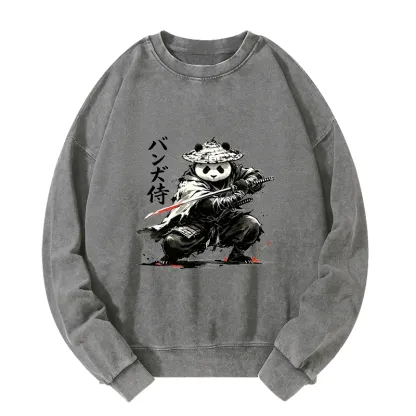 Tokyo-Tiger Panda Samurai Warrior Washed Sweatshirt