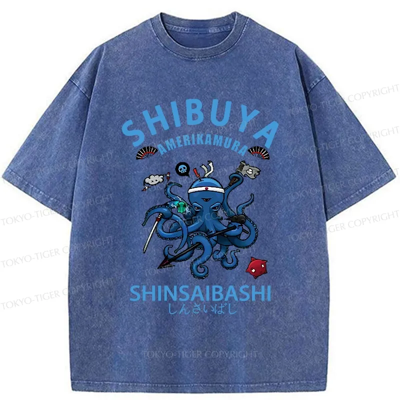 Tokyo-Tiger Shibuya Octopus Washed T-Shirt
