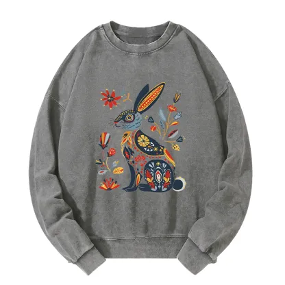 Tokyo-Tiger Folk Hare Bloom Washed Sweatshirt