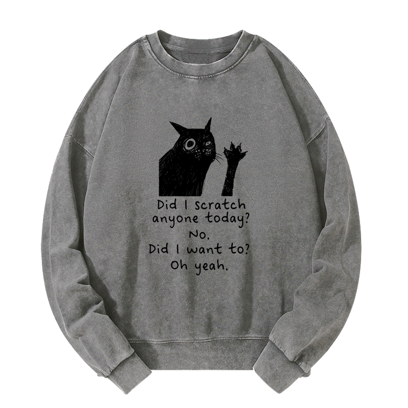 Tokyo-Tiger Black Cat Scratches People Washed Sweatshirt