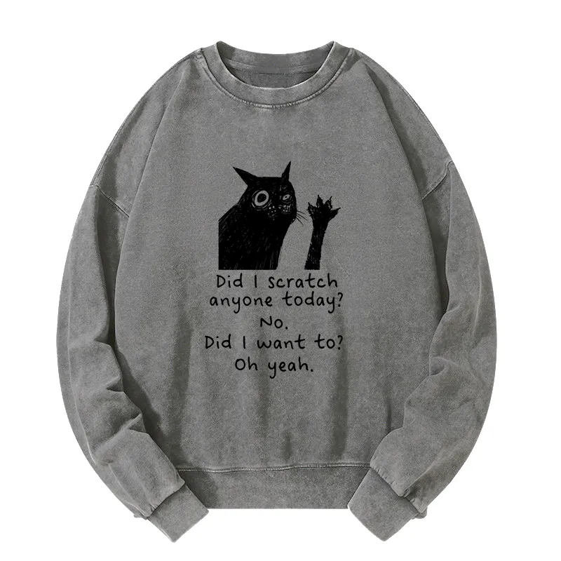 Tokyo-Tiger Black Cat Scratches People Washed Sweatshirt