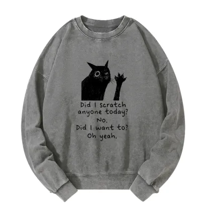 Tokyo-Tiger Black Cat Scratches People Washed Sweatshirt