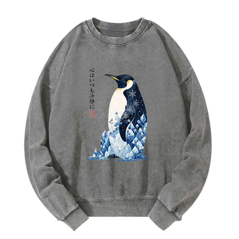 Tokyo-Tiger Keep Calm Penguin Washed Sweatshirt
