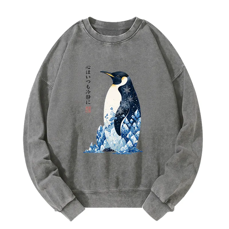 Tokyo-Tiger Keep Calm Penguin Washed Sweatshirt