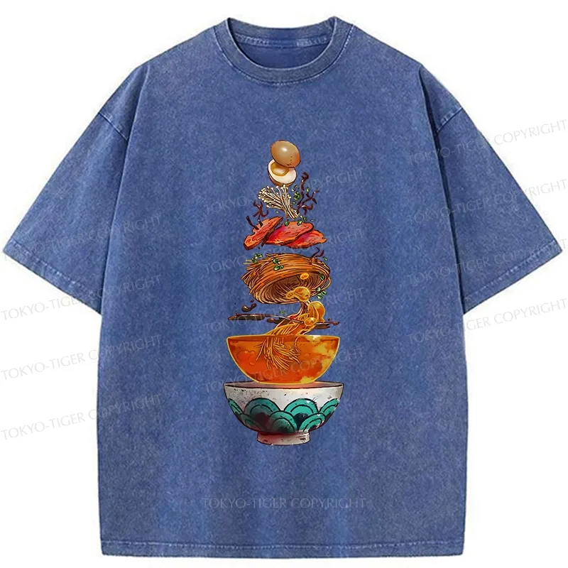 Tokyo-Tiger Funny Ramen Layers Washed T-Shirt