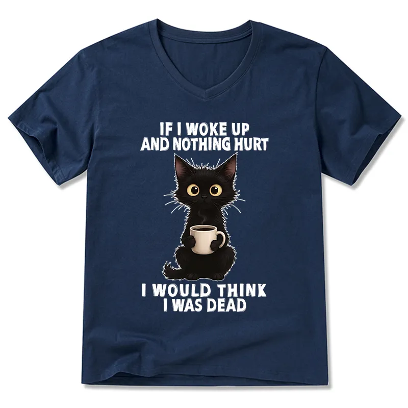 Tokyo-Tiger Funny Cute Black Cat And Coffee Meme V-Neck Classic T-Shirt