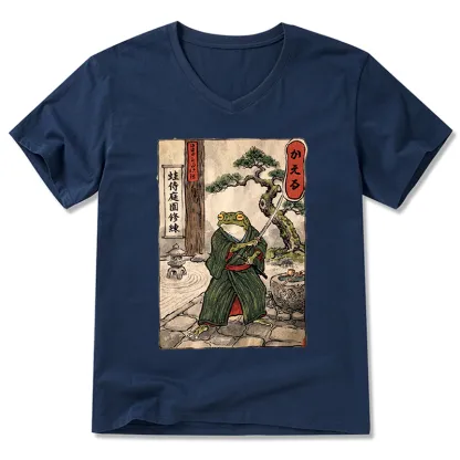Tokyo-Tiger Samurai Frog Training V-Neck Classic T-Shirt