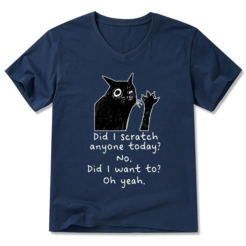 Tokyo-Tiger Black Cat Scratches People V-Neck Classic T-Shirt