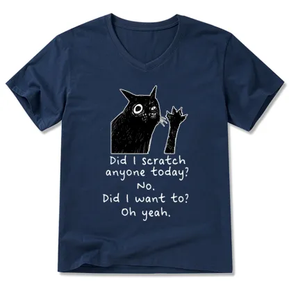 Tokyo-Tiger Black Cat Scratches People V-Neck Classic T-Shirt