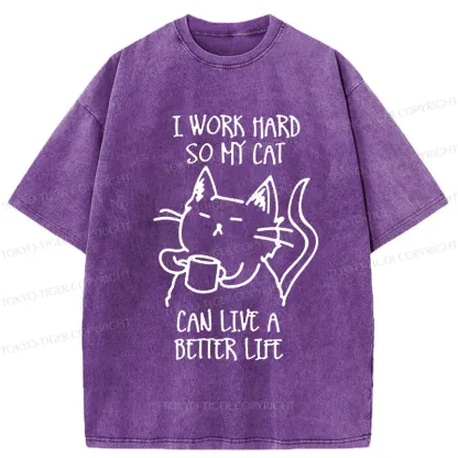 Tokyo-Tiger Working Hard For Cat Washed T-Shirt