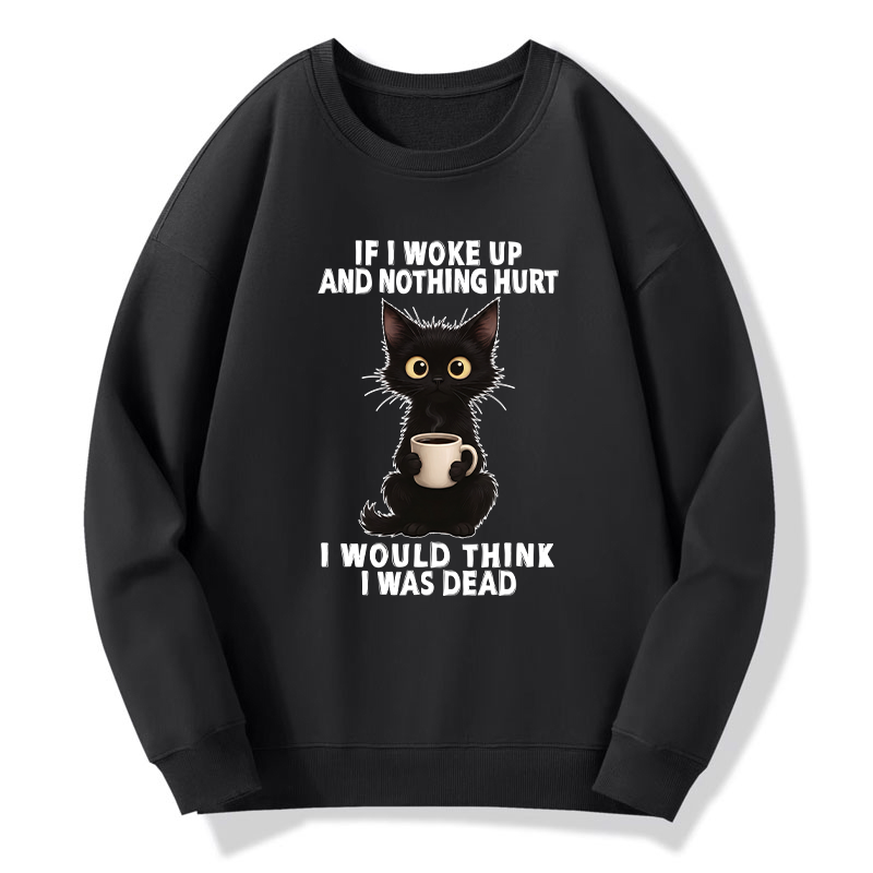 Tokyo-Tiger Funny Cute Black Cat And Coffee Meme Classic Sweatshirt