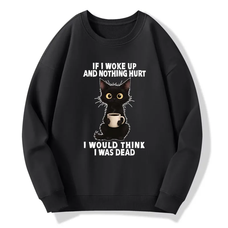 Tokyo-Tiger Funny Cute Black Cat And Coffee Meme Classic Sweatshirt