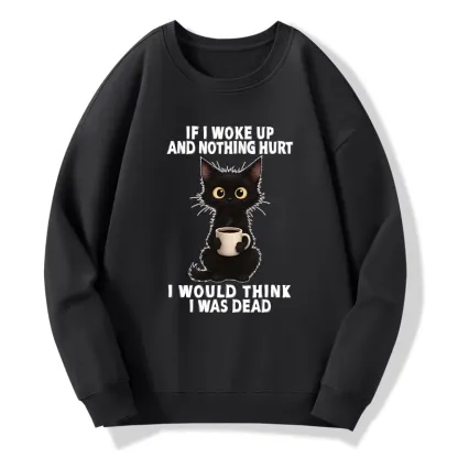 Tokyo-Tiger Funny Cute Black Cat And Coffee Meme Classic Sweatshirt