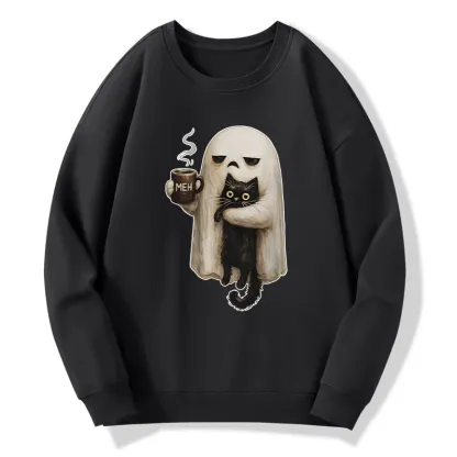 Tokyo-Tiger Ghost Cat Coffee Mood Classic Sweatshirt