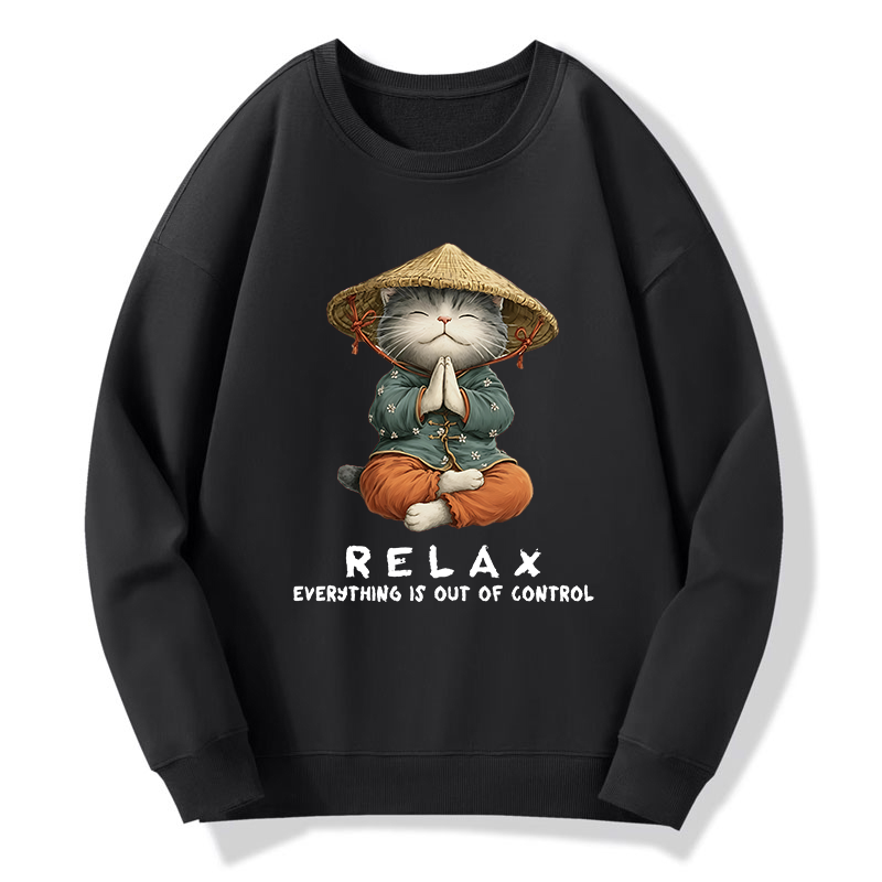 Tokyo-Tiger Zen Relax Cat Graphic Classic Sweatshirt