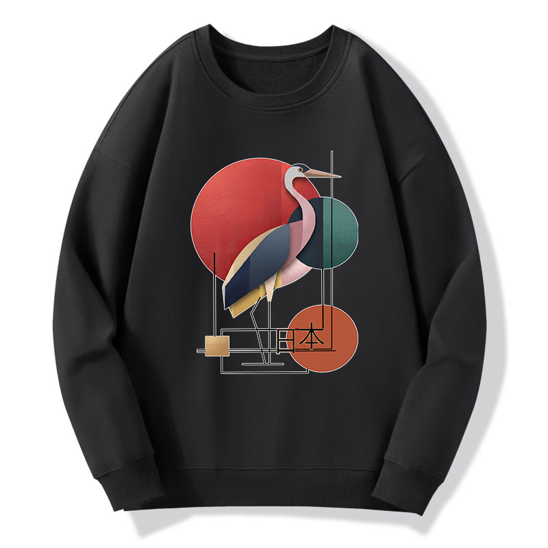 Tokyo-Tiger Geometric Crane Art Classic Sweatshirt