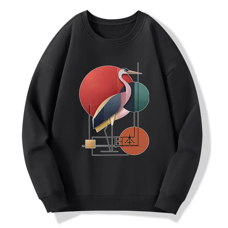 Tokyo-Tiger Geometric Crane Art Classic Sweatshirt