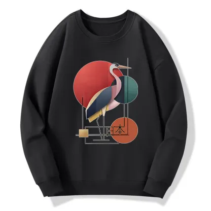 Tokyo-Tiger Geometric Crane Art Classic Sweatshirt