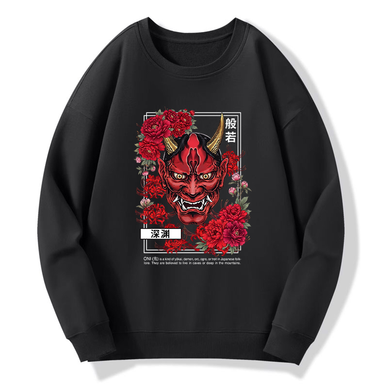 Tokyo-Tiger Cool Oni Floral Art Classic Sweatshirt
